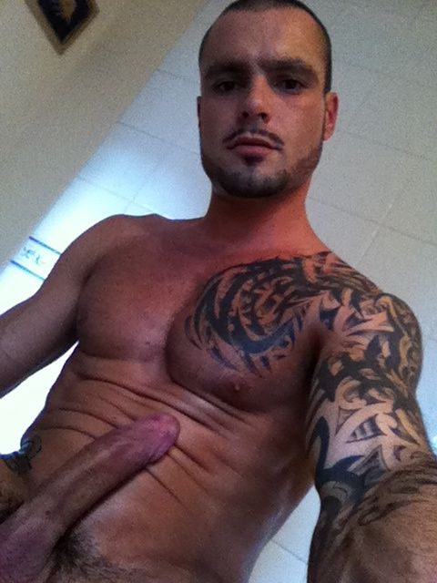 gay porn star Issac Jones in morning wood.