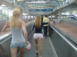two blondes at airport