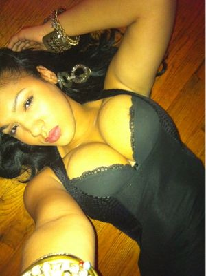 Incredible novice selfshot pic with fabulous dark-skinned boobs