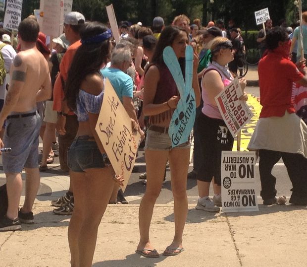 Â  &#160; Since when did hotties start attending NATO rallys?Â Â  And what is Save the Fishing Cat? If she&#8217;s behind this movement, I w