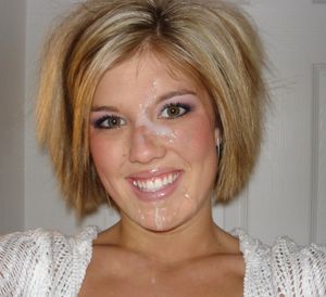 Amazing blonde in awesome semen glazed big load picture