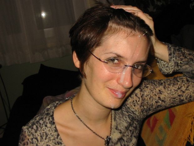 Hot cum in the face fucking picture featuring sexy brunette