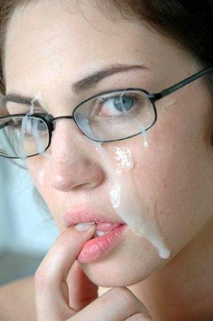 Hot cumshot photo with a hot brunette college