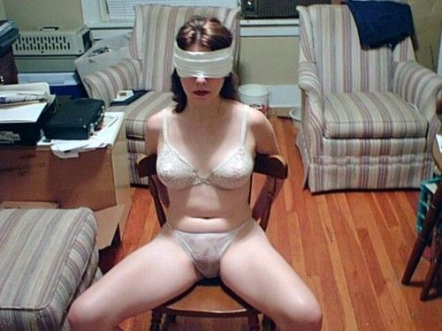 Beautiful ash brown bra in this awesome bondage thong picture