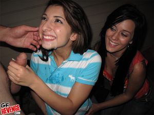 Awesome blowjob fun photo featuring hot brunette