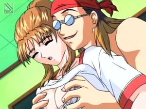 Young anime babe getting her gorgeous big tits grabbed by a crazy man!