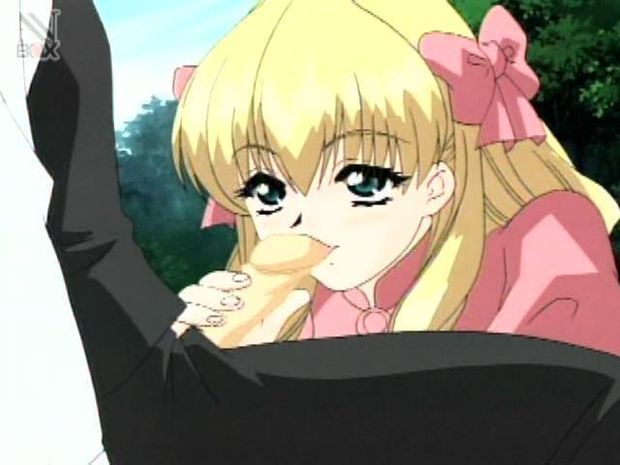 Cute blonde hentai 18 year old babe sucking her boyfriends thick dick outdoors