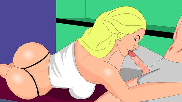 Blonde flash animated toon babe with great ass and big tits sucking some hard dick