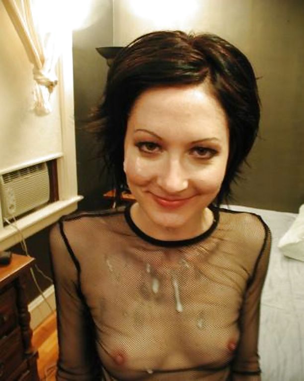 Awesome cum in the face pic with hot ash brown