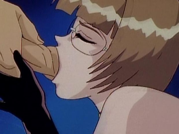Nerdy hentai teen gets a huge cock shoved down her throat