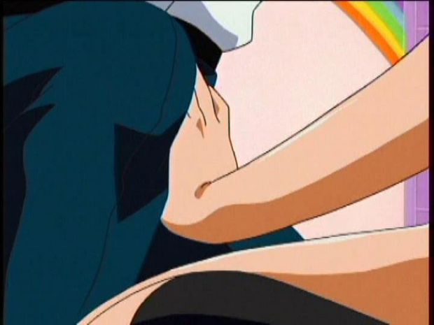 Hentai whore takes out his cock and shoves it in her mouth