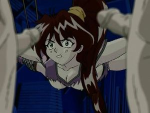 Brunette petite teen anime girl gets suspended with ropes and presented with 2 hard cocks for her to suck and fuck!