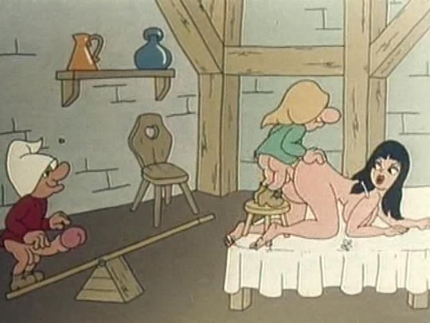 Funny vintage adult cartoons of the 7 dwarfs fucking snow white one by one! this shit is great, a must see!