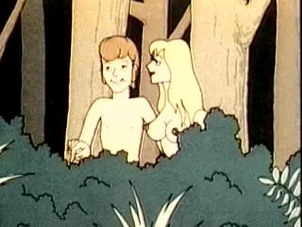 Funny vintage cartoon porn, blonde with nice tits and hot nipples sucking cock and getting fuck