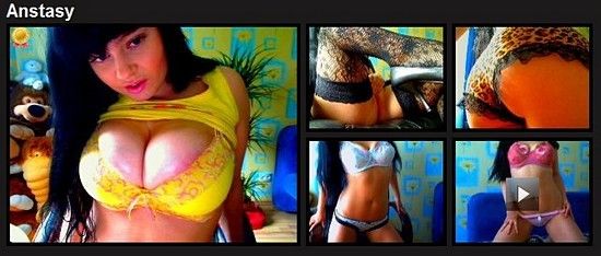Overflowing boobs on this amateur webcam model knows as "Anstasy".