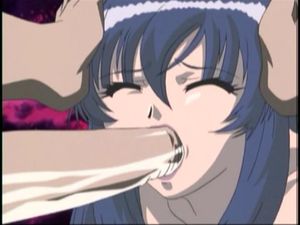 Young hentai beautiful maid gets her mouth fucked hard by a huge cock