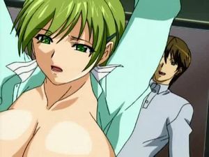 Cute hentai girl with HUGE tits tied up to the ceiling waiting to be fucked