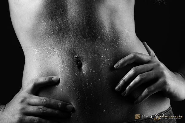 Sexy, wet athletic stomach.