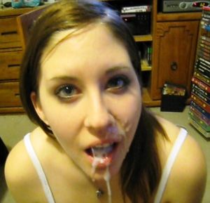 Fabulous teen amateur in awesome rookie cum in the face photo