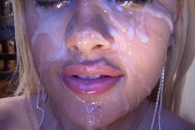 Superb blonde in a hot cum covered picture