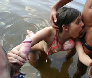 Triple Blowjob at the lake
