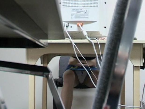 Under desk panty shot!