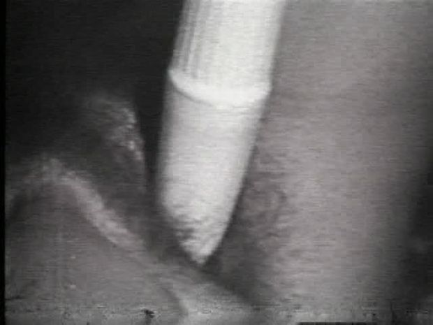 Hairy pussy getting toy-fucked, check out the early sex-toys, not much different than the cheap nowadays vibrators