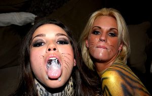 Incredible homemade jizzed pic with a hot brunette