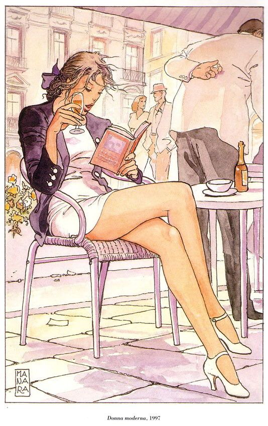 A nice woman reading outdoor in tight dress