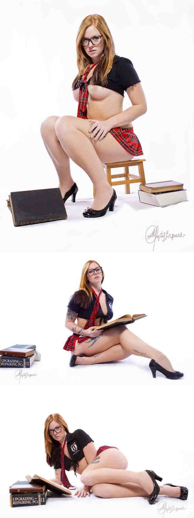 Amazing uniform photo featuring superb blonde butt