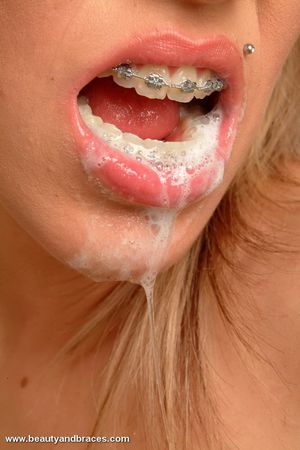 Awesome cumshot pic featuring superb blonde