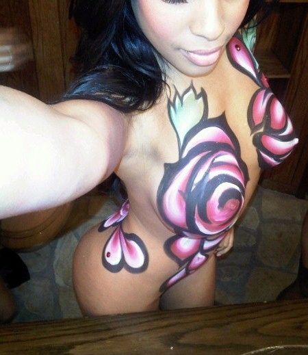 Sexy chocolate skinned jugs in a amazing picture