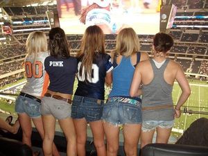 Just when I started to hate the over-priced stadium, the ginormous jumbo tron and the Dallas Cowboys, these asses make everything all better