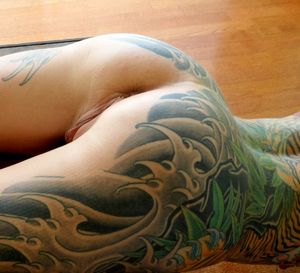 Inked ass and pussy lips