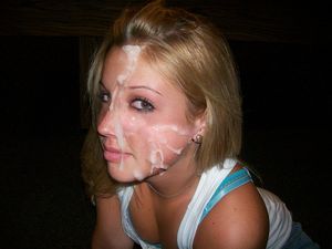 Amazing semen glazed picture with a hot blonde