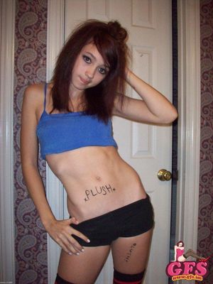 Skinny hot brunette gf in black shorts