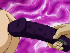 Hentai slut's ass about to get fucked by a HUGE purple dildo