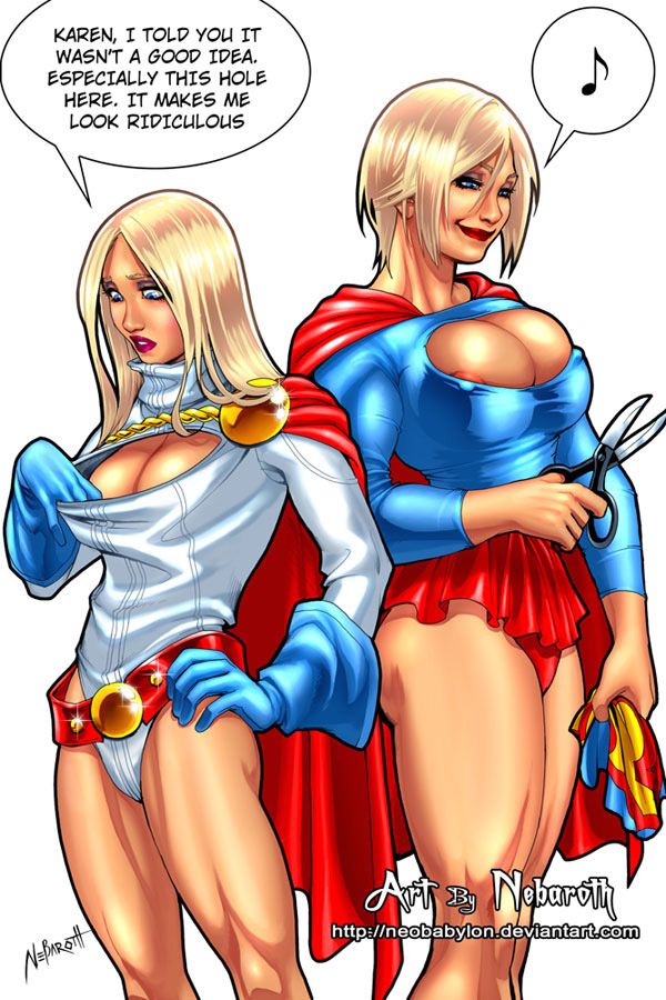Supergirl/Power Girl costume swap shenanigans by Nebaroth