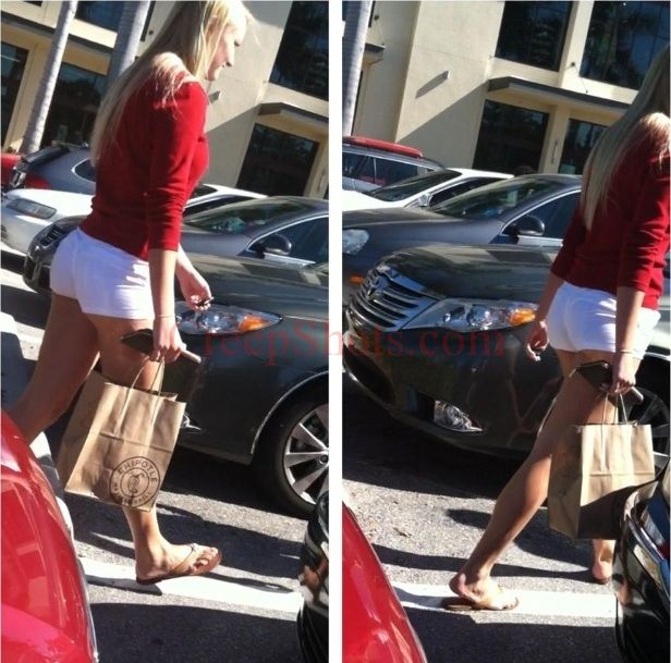 White shorts with a little ass cheeks always a good thing. Looks like she enjoys a big burrito or a taco, and thats a win win in my playbook