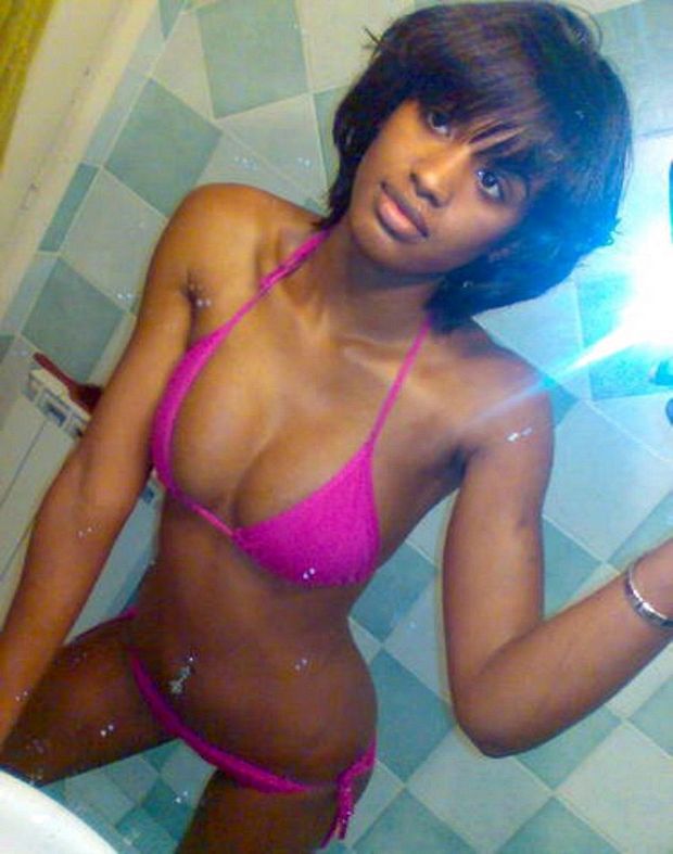Black cutie in the bathroom