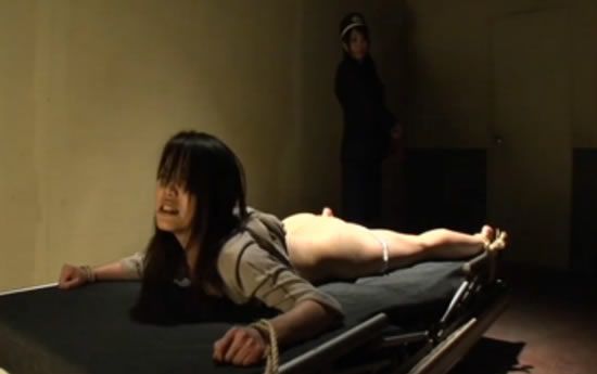 Lesbian BDSM bound woman is whipped by sadistic guard from : Spanking Tube &#8211; From : Xhamster