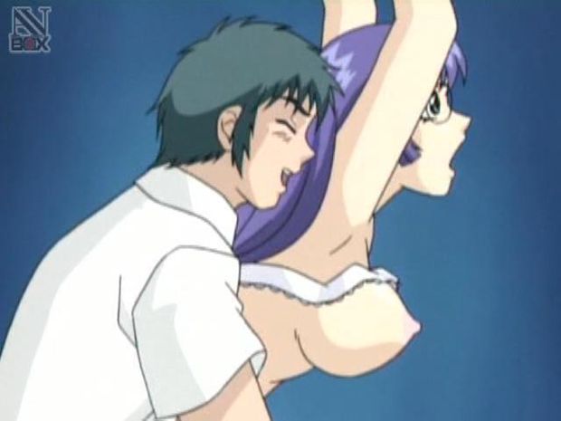 Hot hentai babe with nice big tits getting fucked from behind with her hands tied up to the ceiling