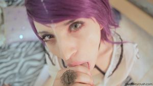 Stunning teen in a amazing deepthroat cum in the face pic