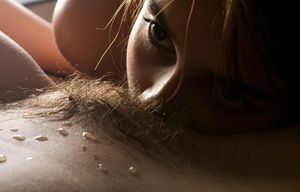 Lovely lesbian brunette in amazing cum in the face photo