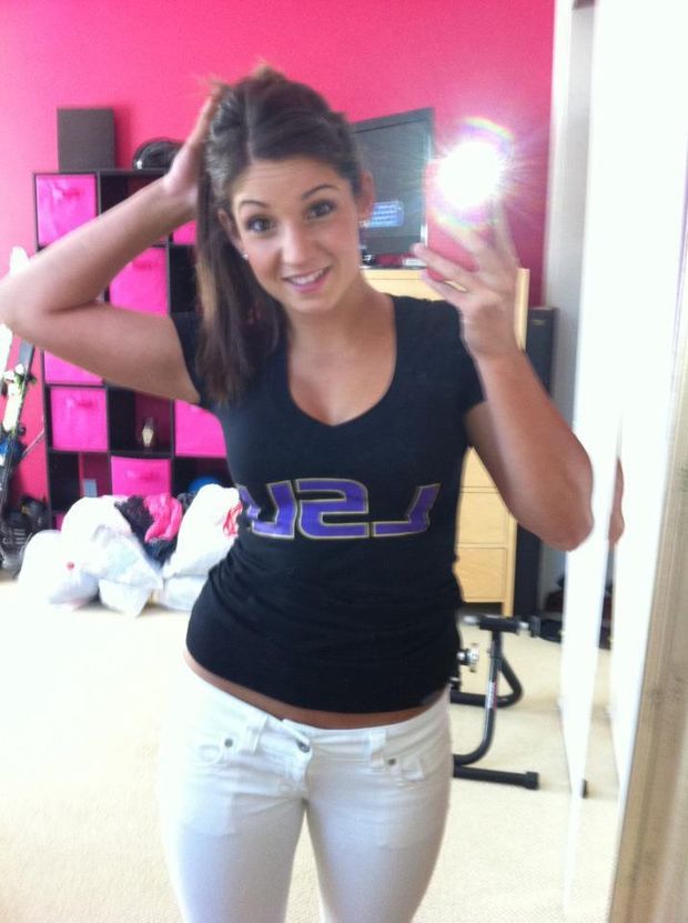sexy college girl in white pants