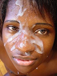 Fabulous black in hot cum covered jizzed pic