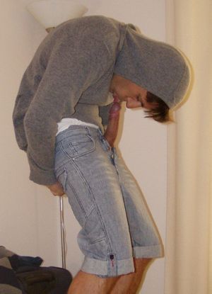 Superb bi teen in a incredible blowjob thong pic