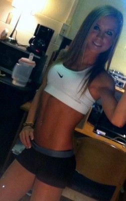 sexy girl in sports bra and spandex