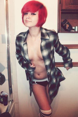 Gorgeous emo teen in amazing novice g-string pic