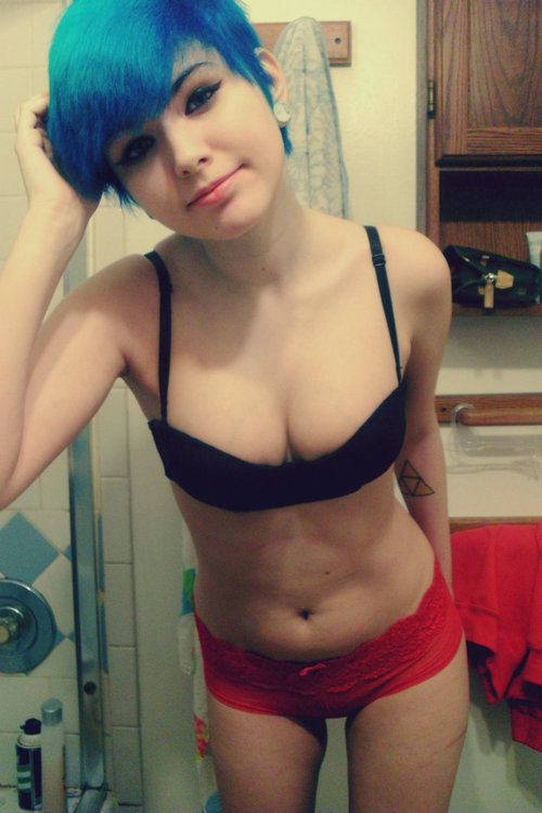 Amazing rookie thong pic with a hot emo bra